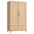 Armario de madera de roble con 2 puertas y 2 cajones 180x80x50 cm