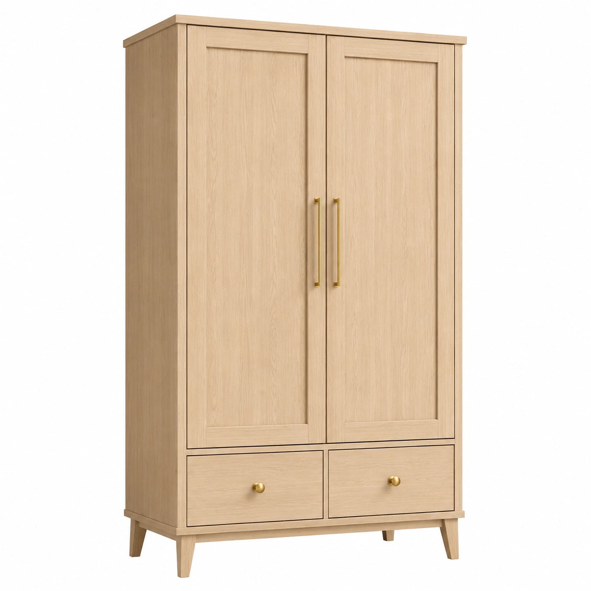 Armario de madera de roble con 2 puertas y 2 cajones 180x80x50 cm