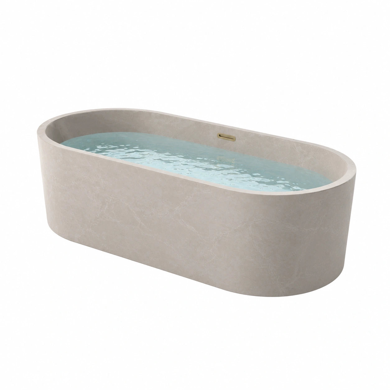 Bañera Independiente Ovalada de Mármol Artificial Beige