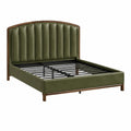 Cama doble de piel sintética verde con estructura de madera y metal