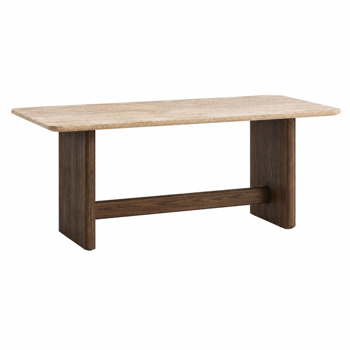 Mesa de comedor de travertino y madera de nogal 200x90x75 cm