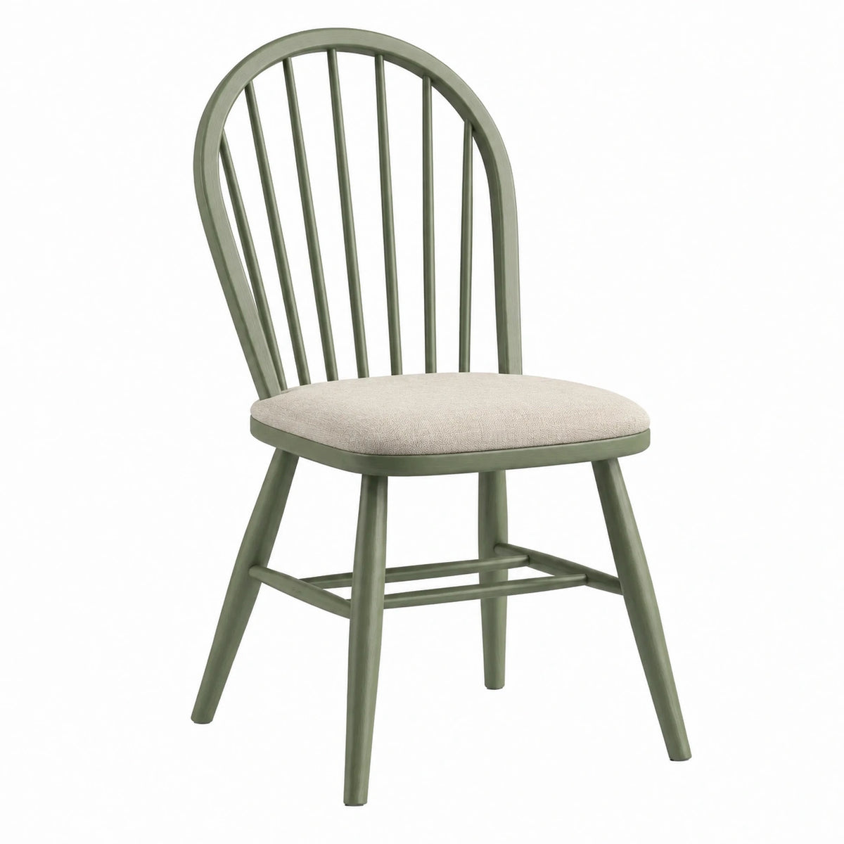 Silla de comedor de madera con asiento de poliéster verde y beige