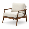 Sillón de madera con cojines de poliéster beige