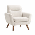 Sillón de Tela Bouclé Crema con Patas de Madera