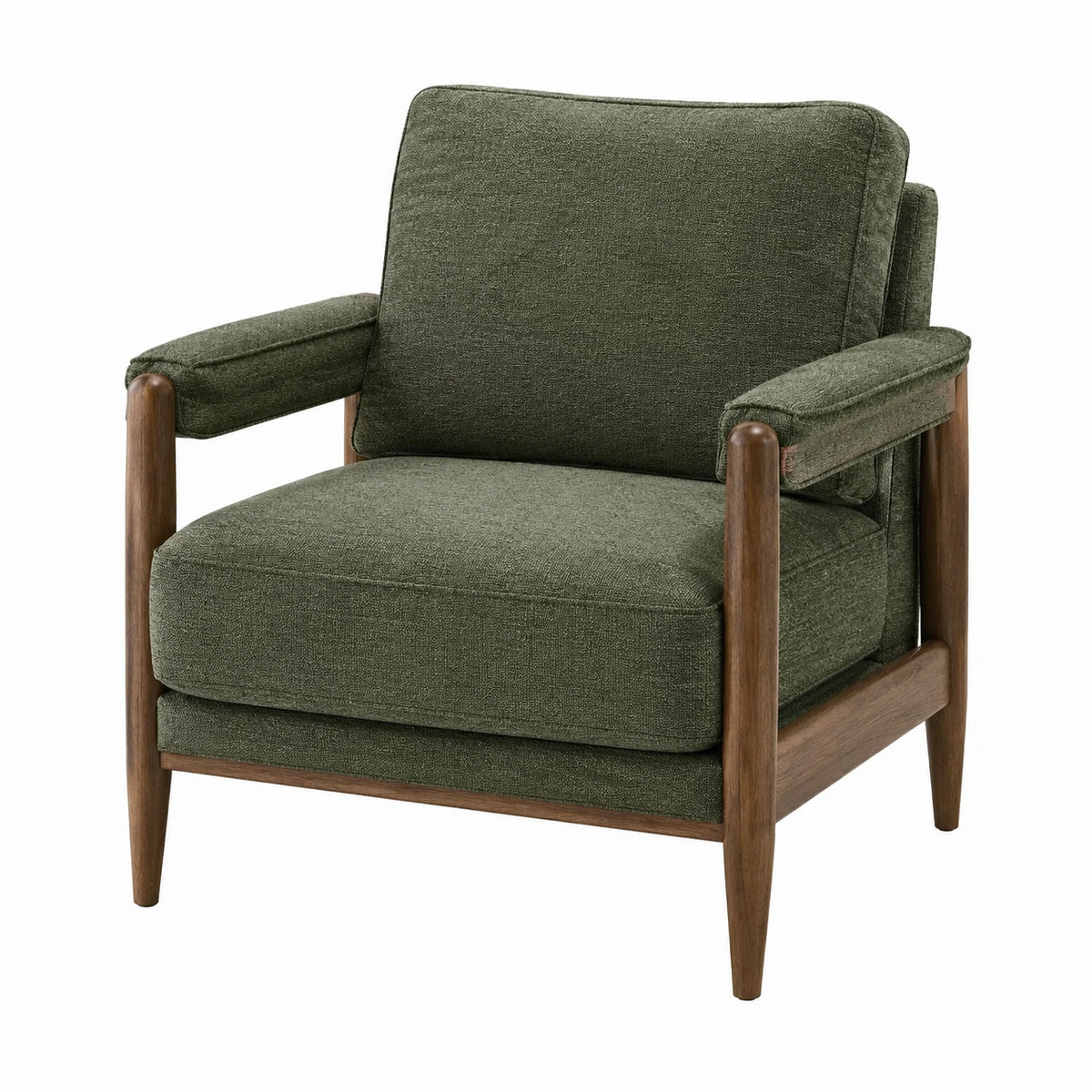 Sillón de Tela de Lino y Marco de Madera 75x80x85 cm Verde